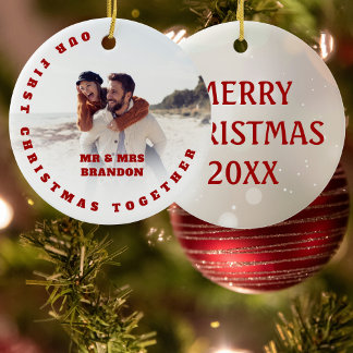 Personalized Photo Our First Christmas Together Ceramic Ornament