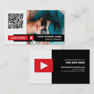 Personalized Photo & QR Code, Youtube - Vlogger Business Card