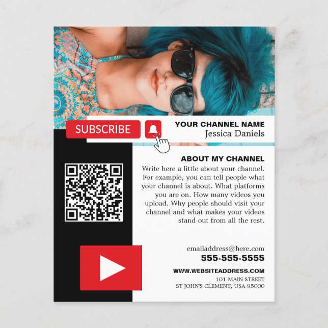Personalized Photo & QR Code, Youtube - Vlogger Flyer (Front)
