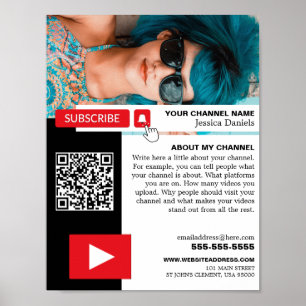 Personalized Photo & QR Code, Youtube - Vlogger Poster