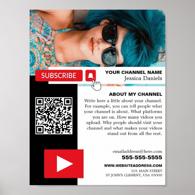 Personalized Photo & QR Code, Youtube - Vlogger Poster (Front)