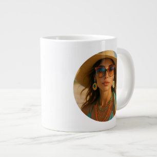 Personalized Photo Retro Bahamas Tropical Beach Large Coffee Mug