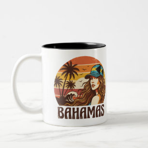 Personalized Photo Retro Bahamas Tropical Beach Two-Tone Coffee Mug
