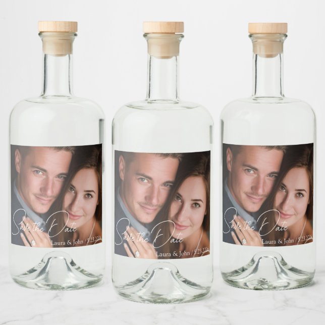 Personalized Photo Save The Date Drink Label (Bottles)
