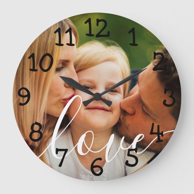 Personalized Photo Script Love Large Clock (Front)