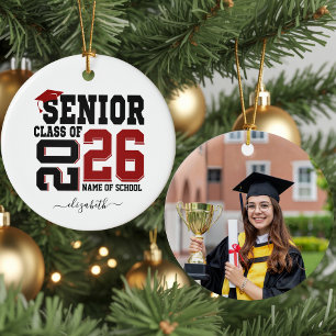 Personalized Photo Senior Year Graduation Ceramic Ornament