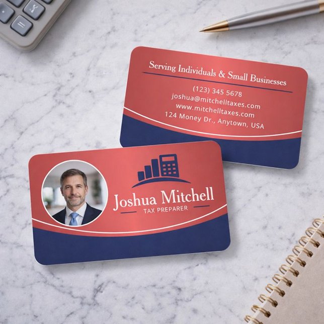 Personalized Photo Tax Preparer Professional Business Card (Creator Uploaded)
