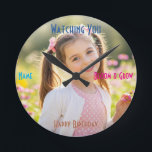 Personalized Photo & Text Custom Birthday Gift Round Clock<br><div class="desc">Create the perfect birthday keepsake with this personalized photo wall clock. Easily customize with your favorite picture,  name,  and special message for a truly unique gift they will cherish.</div>