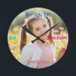 Personalized Photo & Text Custom Birthday Gift Round Clock<br><div class="desc">Create the perfect birthday keepsake with this personalized photo wall clock. Easily customize with your favorite picture,  name,  and special message for a truly unique gift they will cherish.</div>