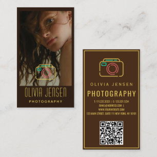 personalized photo trendy photographer qr code business card