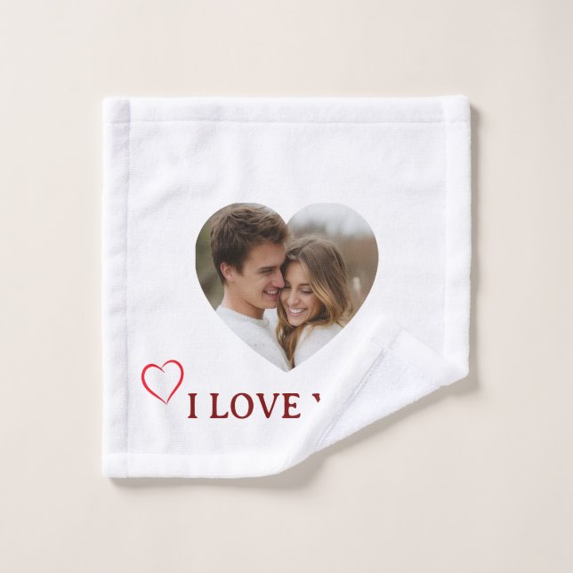 Personalized Photo Valentine's Day Towel (Wash Cloth)