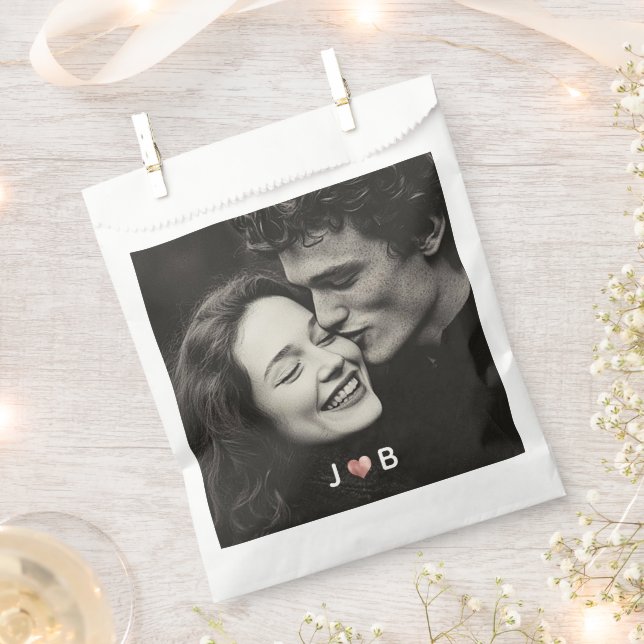 Personalized Photo Wedding Custom Initials Treat Favour Bag (Clipped)