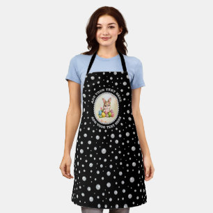 Personalized Photo with Pearls Circle on Black Apron