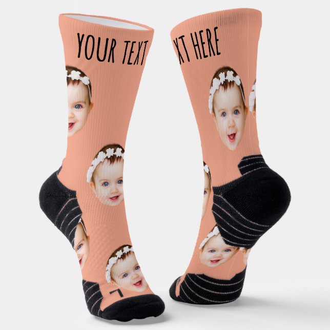 Personalized Photo With Text for Men & Women  Socks (Angled)