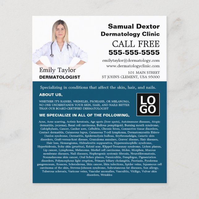Personalized Photograph, Dermatologist Dermatology Flyer (Front)