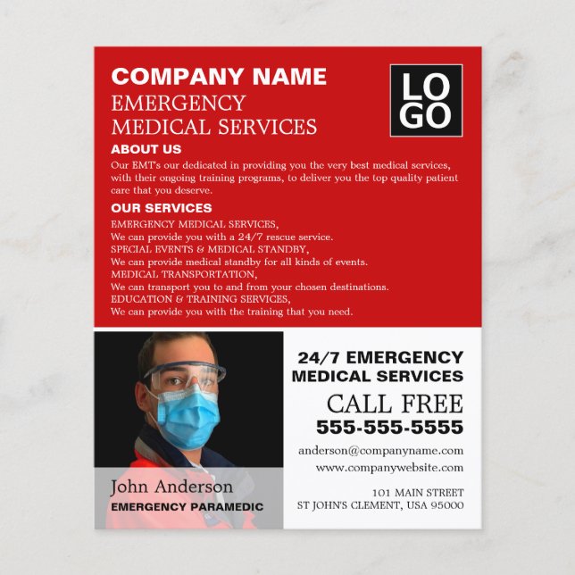 Personalized Photograph, EMT, Paramedic Flyer (Front)