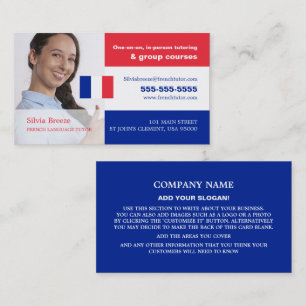 Personalized Photograph, French Language Tutor Business Card