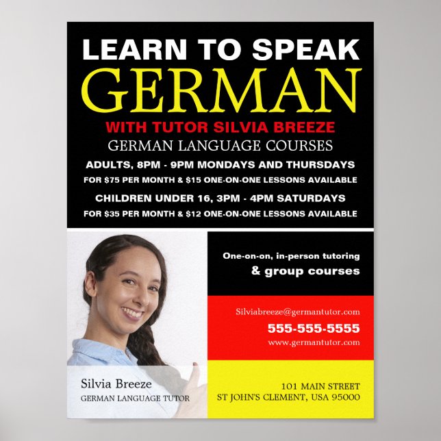 Personalized Photograph, German Language Course Poster (Front)