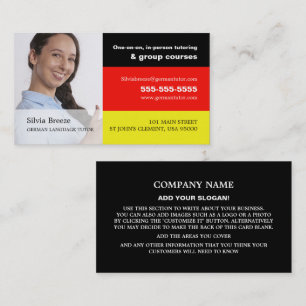 Personalized Photograph, German Language Tutor Business Card