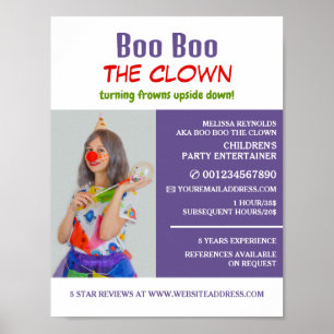 Personalized Photograph, Kids Entertainer, Clown Poster