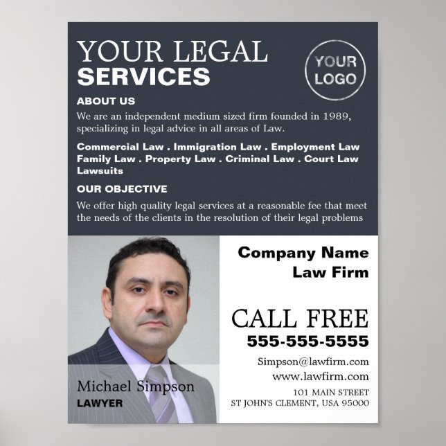 Personalized Photograph Legal Services Advertising Poster (Front)