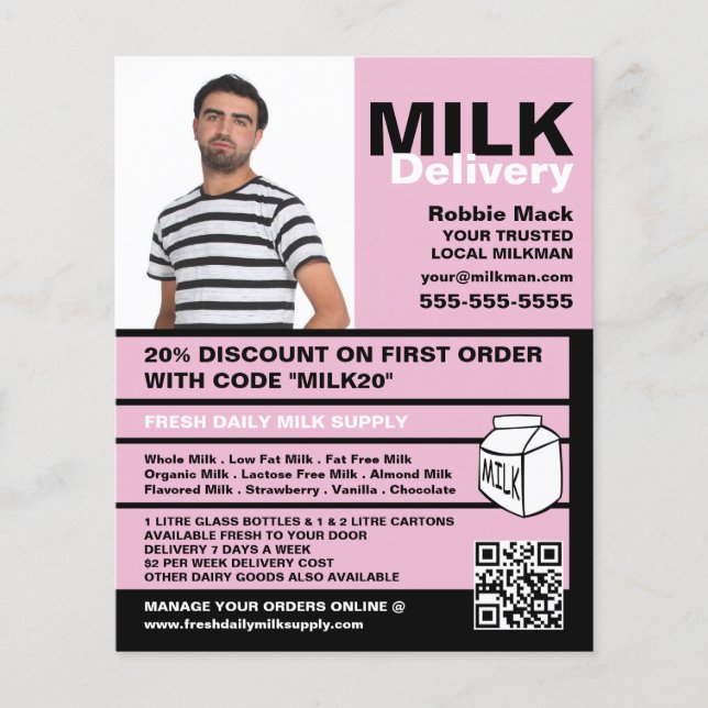 Personalized Photograph, Milkman/Woman Delivery Flyer (Front)