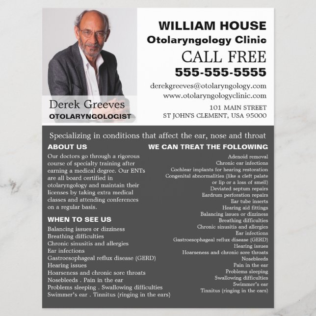 Personalized Photograph, Otolaryngologist Flyer (Front)