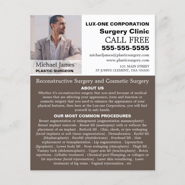 Personalized Photograph, Plastic Surgeon/Surgery Flyer (Front)