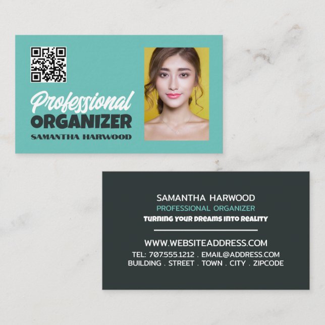 Personalized Photograph, Professional Organizer Business Card (Front/Back)