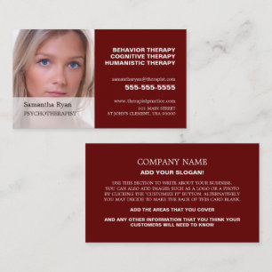Personalized Photograph, Psychotherapist Business Card