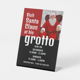 Personalized Photograph, Santa Claus Visitor Hours Pedestal Sign