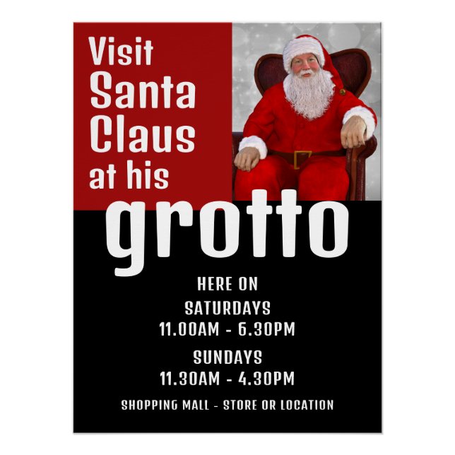Personalized Photograph, Santa Claus Visitor Hours Poster (Front)