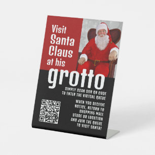 Personalized Photograph, Visit Santa, QRCode Queue Pedestal Sign