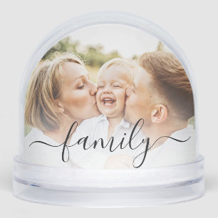 Personalized Photos Script Christmas Family Custom Snowglobe