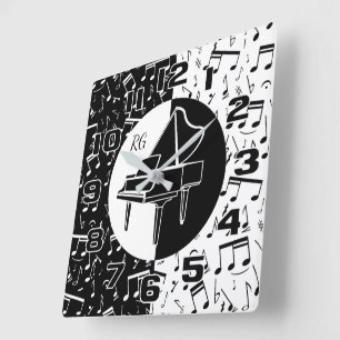 Personalized Piano lover art Square Wall Clock