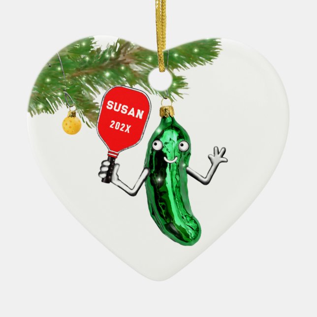 Personalized Pickleball Keepsake 2024 Ceramic Ornament (Front)