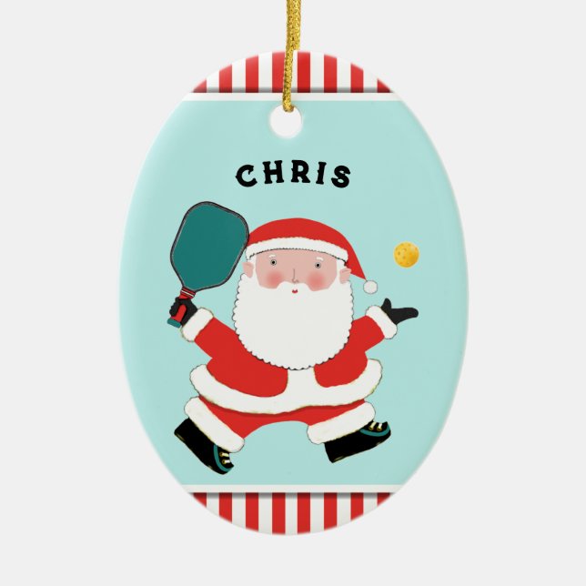 Personalized Pickleball Keepsake Ceramic Ornament (Front)