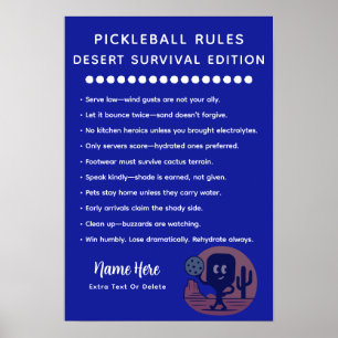 Personalized Pickleball Rules Desert Survival Poster