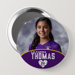 Personalized Picture Volleyball Player Name Number 10 Cm Round Badge