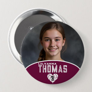Personalized Picture Volleyball Player Name Number 10 Cm Round Badge
