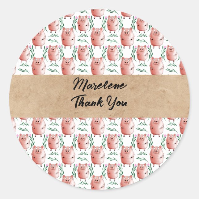 Personalized Pig Sticker – Cute Custom Farm Animal (Front)