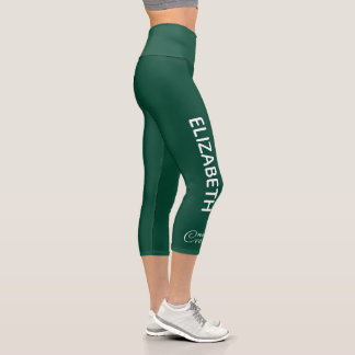 Personalized Pilates Crew Reformer / Mat Green Capri Leggings