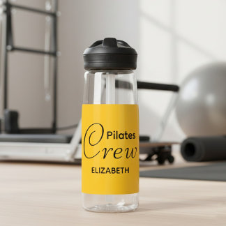 Personalized Pilates Crew Reformer Or Mat Yellow Water Bottle