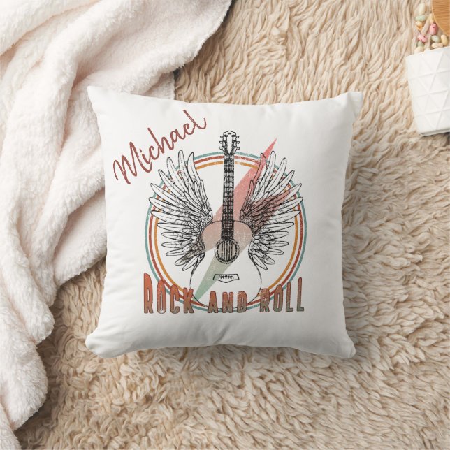Personalized pillow Rock and Roll, guitar and wing (Blanket)
