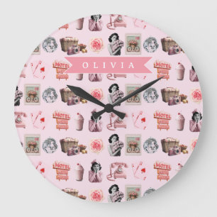 Personalized Pin-Up Glam Old Hollywood Retro Large Clock