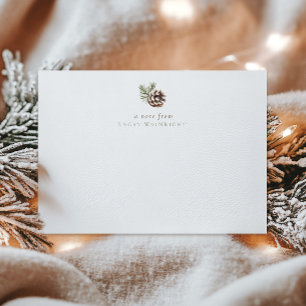 Personalized Pine Cone & Leaves Winter Woodland Card