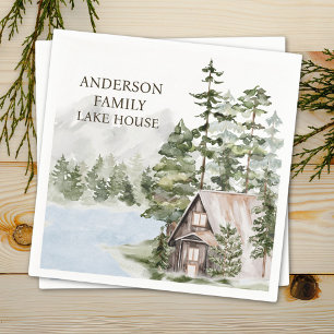 Personalized Pine Forest Family Lake House Cabin Napkin
