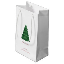 Personalized Pine Tree Merry Christmas Gift Bag
