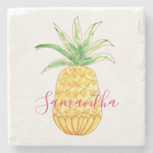 Personalized Pineapple Stone Coaster
