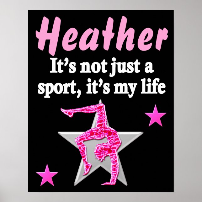 PERSONALIZED PINK AND BLACK GYMNASTICS POSTER (Front)